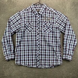 Eighty Eight Plaid Shirt Long Sleeve Y2k Emo Grunge‎ Mens XXL